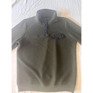 Merokeety Quilted‎ Snap Neck Pullover Mens Large Olive Green Excellent Textured